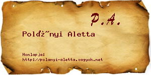 Polányi Aletta névjegykártya
